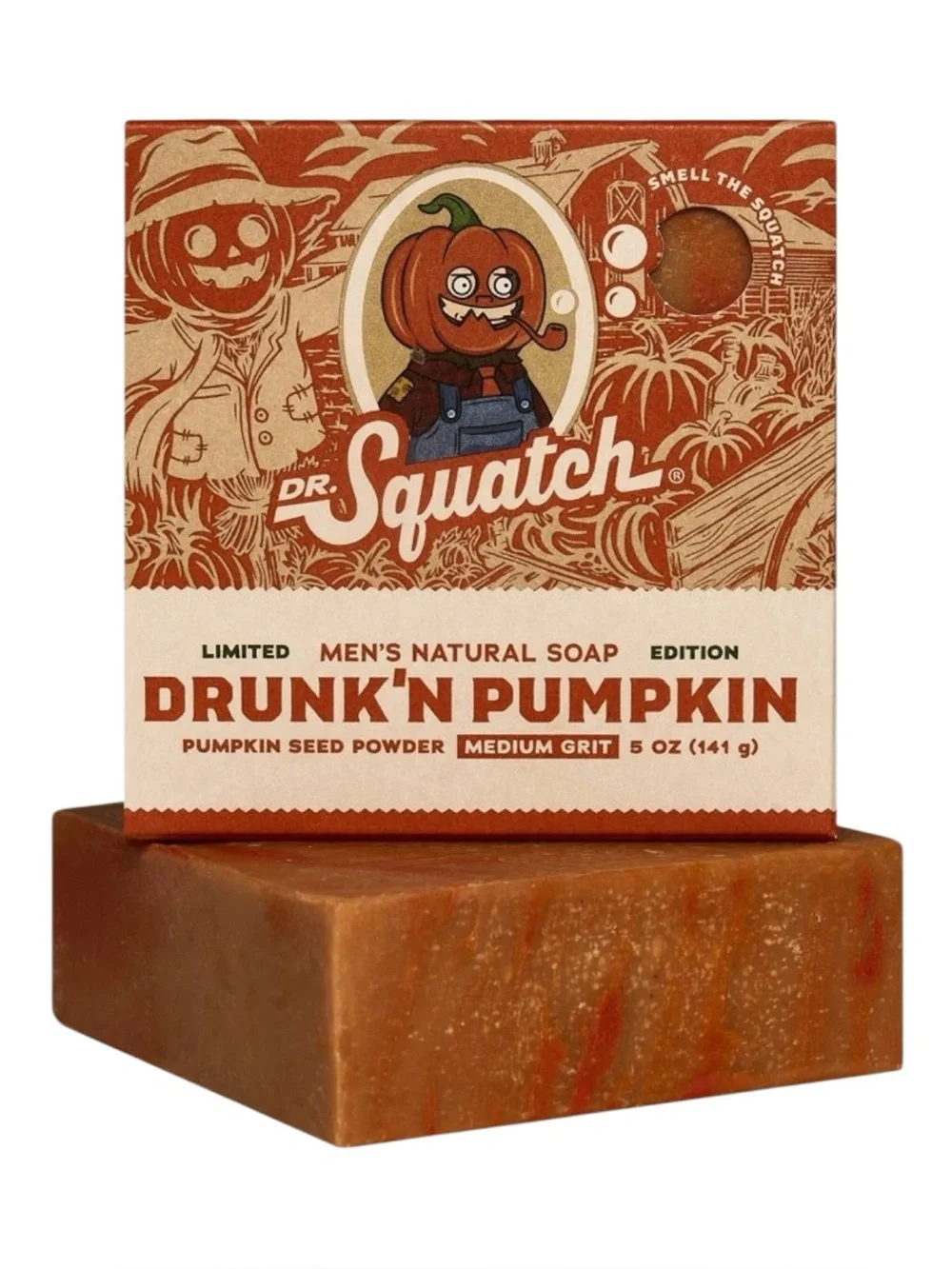 Dr Squatch Drunk'n Pumpkin Soap Bar Limited Edition Halloween Mens Medium Grit